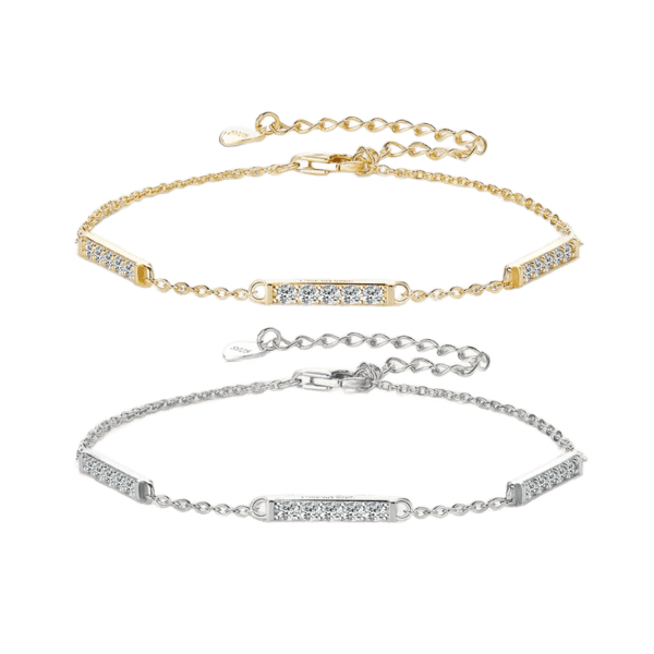 Elegant Adjustable Bracelet with Micro-Inlaid Moissanite-Diamonds in S925 Sterling Silver