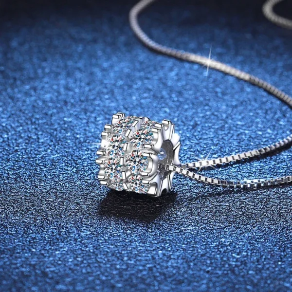 Stunning Full Moissanite-Diamond Pendant Necklace In s925 Sterling Silver - Image 3