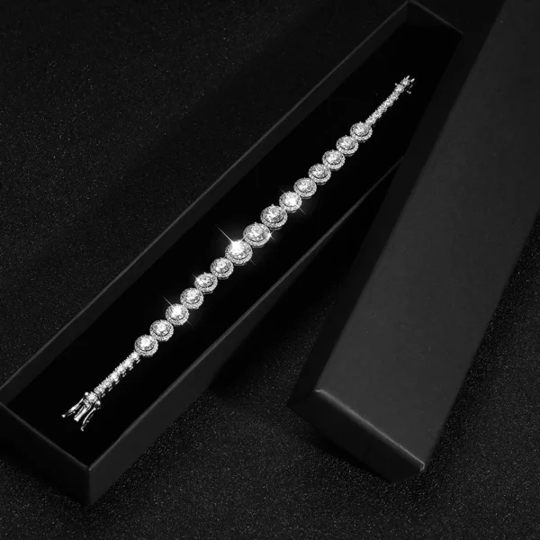 Exquisite Moissanite-Diamond Chain Bracelet in S925 Silver - Image 4