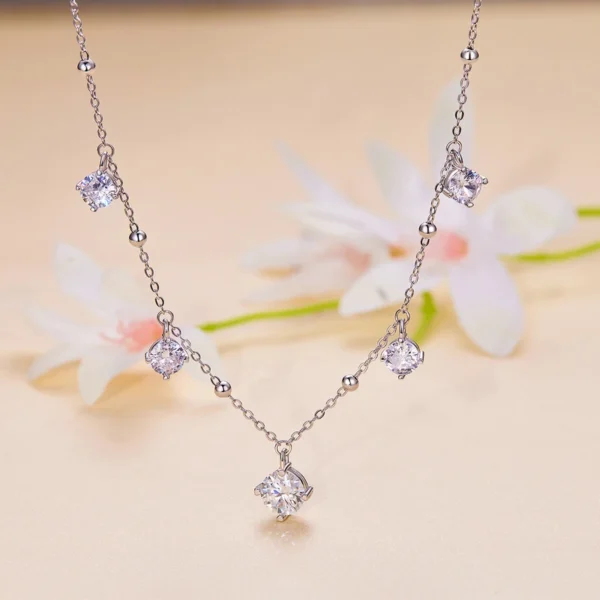 Breathtaking 3CT Moissanite-Diamond Pendant Necklace Adorned with 4 Brilliant Stones - Image 3