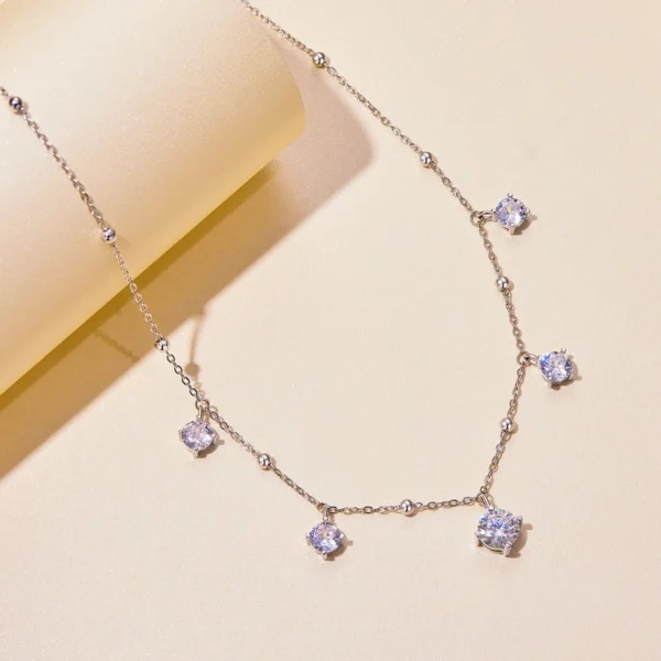 Breathtaking 3CT Moissanite-Diamond Pendant Necklace Adorned with 4 Brilliant Stones - Image 2